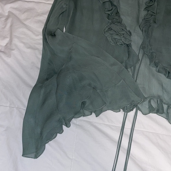 Zara semi-sheer blouse with truffles - turquoise - Picture 3 of 6